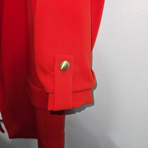 Zara Open Front Red Blazer with Rolled up Sleeves. Size Small. - Picture 3 of 6